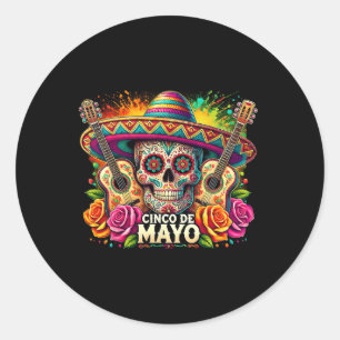 Adesivo Funny Cinco De Mayo Skeleton Skull Fiesta Sombrero