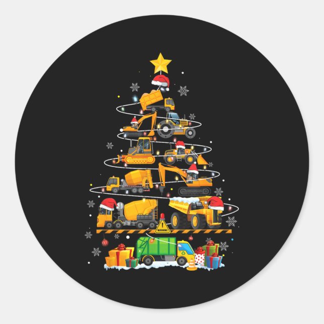 Adesivo Funny Construction Excavator Truck Christmas Tree  (Frente)