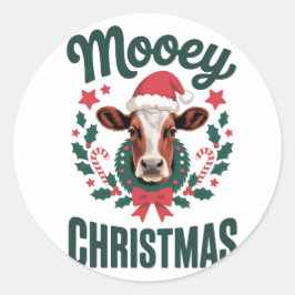 Adesivo Funny Cool Cow Mooey Christmas Farm Holiday Humor