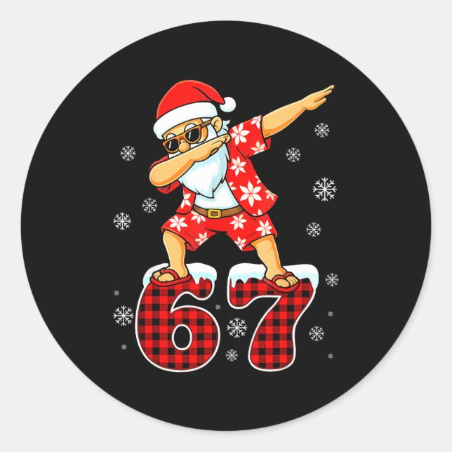 Adesivo Funny Cool Dabbing Santa Hawaii 67 Meme Christmas  (Frente)