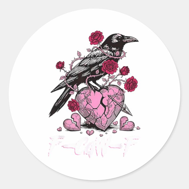 Adesivo Funny Crow F-caw-f Valentines Day Black Bird Fcawf (Frente)