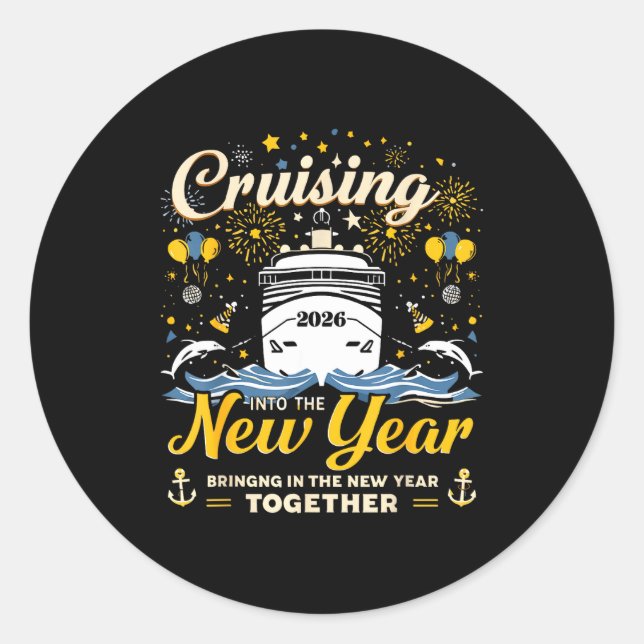 Adesivo Funny Cruising Into 2026 New Year Matching Family  (Frente)