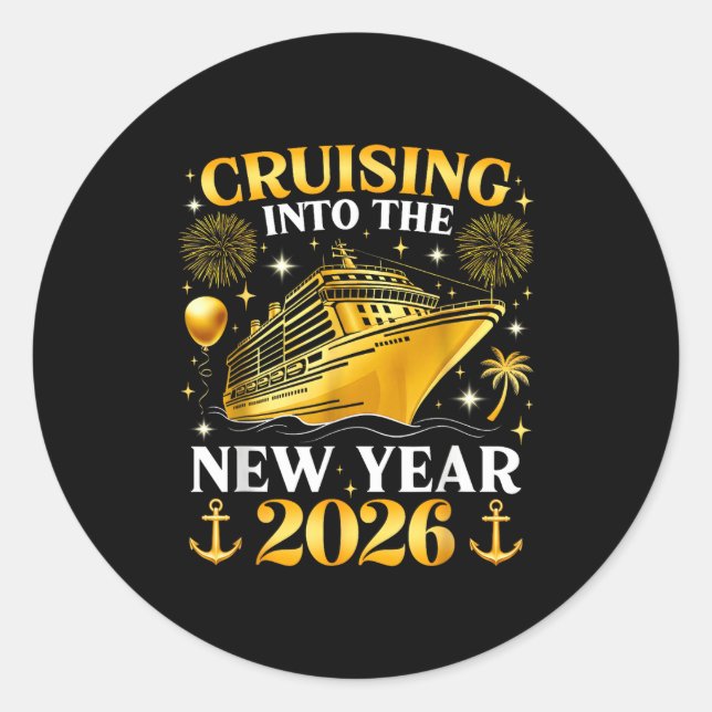 Adesivo Funny Cruising Into 2026 New Year Matching Family  (Frente)