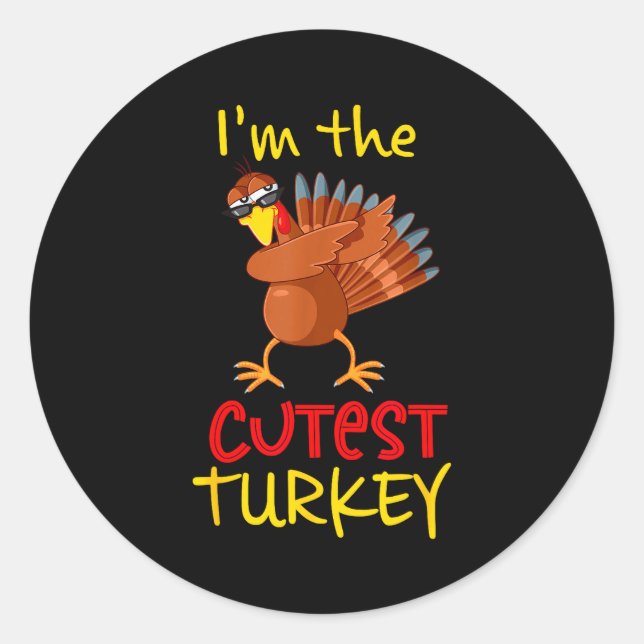 Adesivo Funny Cutest Turkey Matching Family Group Thanksgi (Frente)