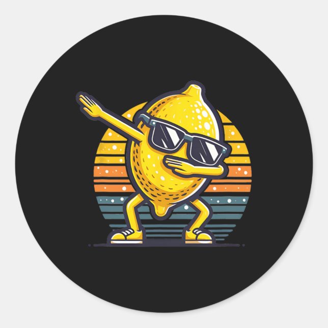 Adesivo Funny Dab Lemon Dancing Dabbing Fruta 5 (Frente)