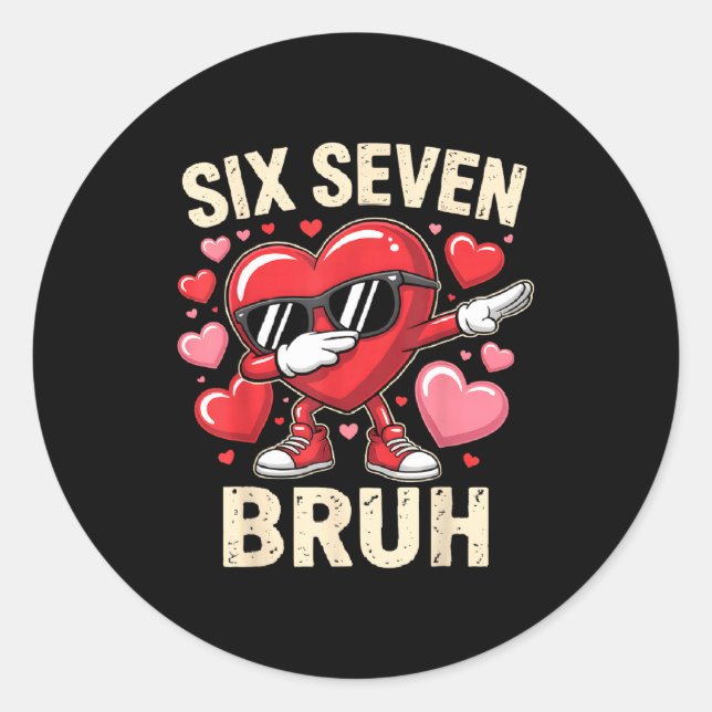 Adesivo Funny Dabbing Heart 67 Bruh Six Seven Meme Valenti (Frente)