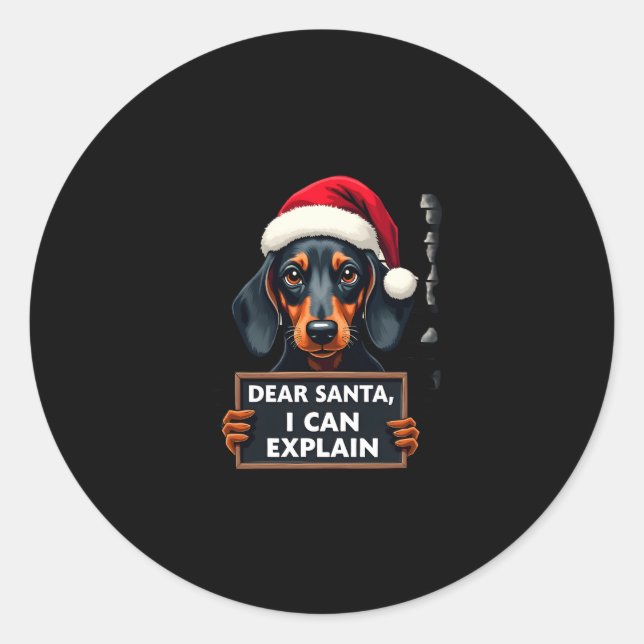Adesivo Funny Dachshund Christmas Dear Santa I Can Explain (Frente)