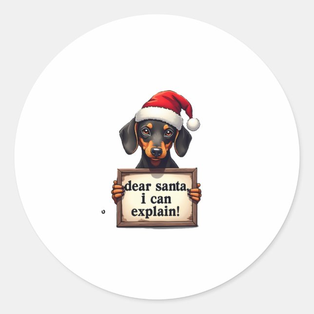 Adesivo Funny Dachshund Christmas Dear Santa I Can Explain (Frente)