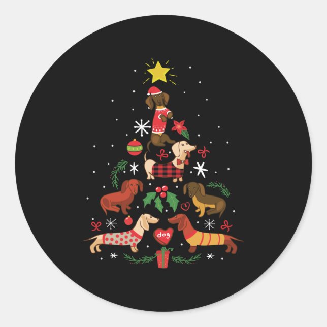 Adesivo Funny Dachshund Christmas Tree (Frente)