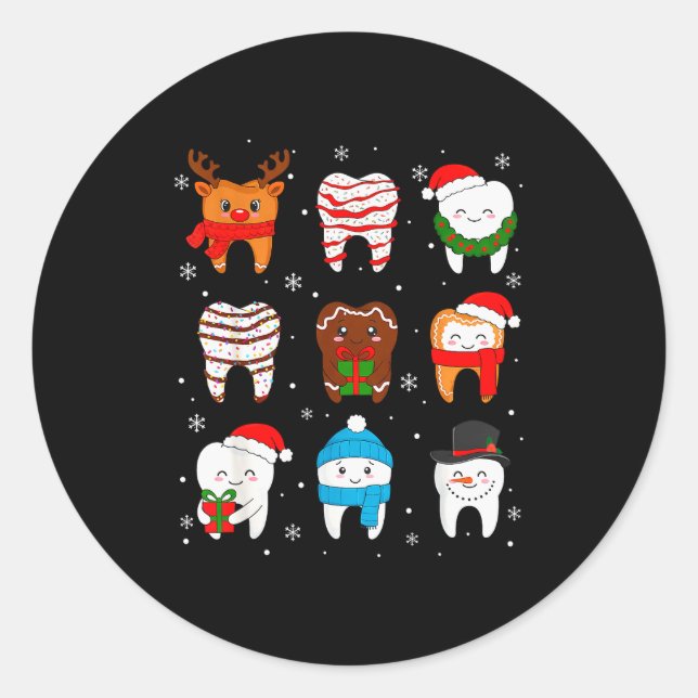 Adesivo Funny Dental Christmas Teeth Cute Xmas Dentist Squ (Frente)