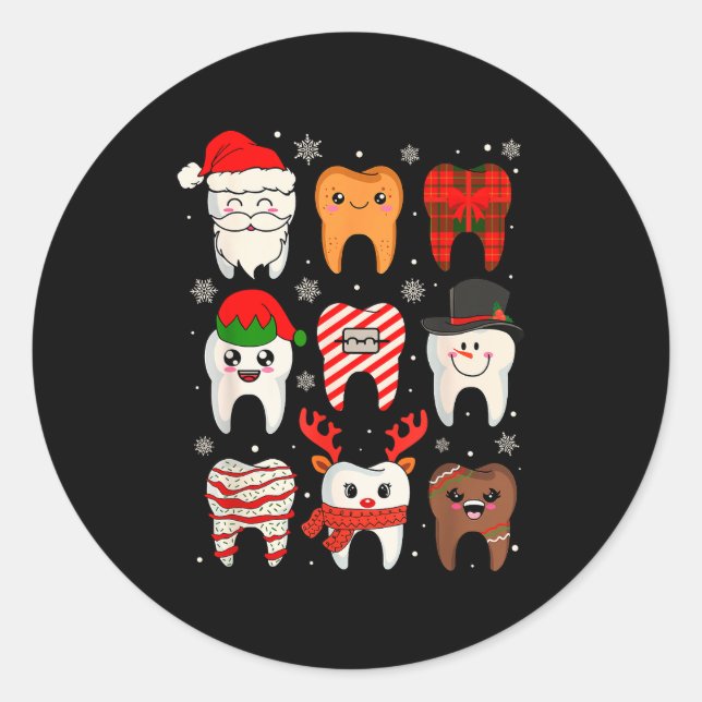 Adesivo Funny Dental Christmas Teeth Cute Xmas Dentist Squ (Frente)