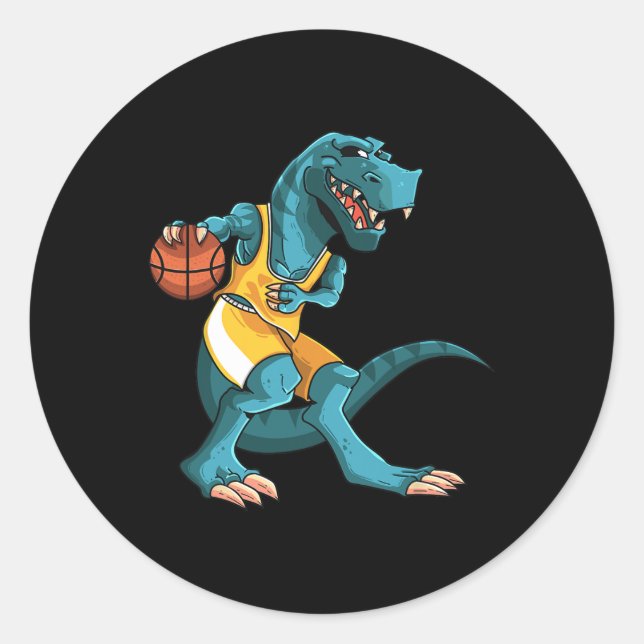 Adesivo Funny Dino Playing Sketll T-rex Lover Player Kids  (Frente)