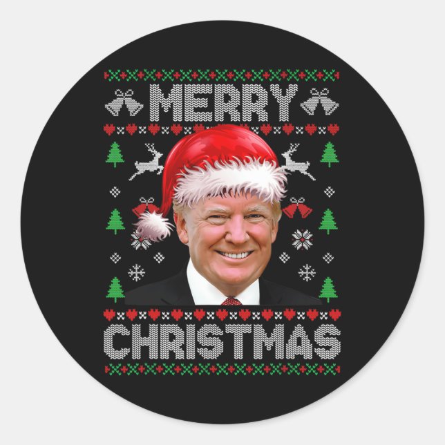 Adesivo Funny Donald Trump Feliz Família de Natal Feia (Frente)
