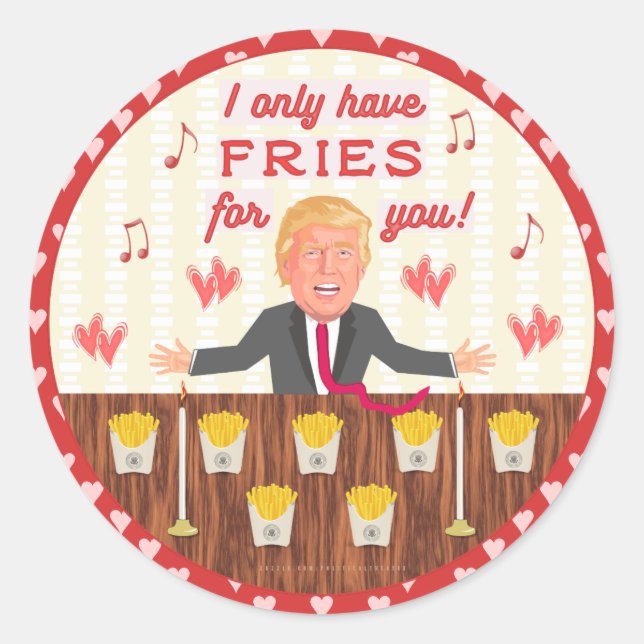 Adesivo Funny Donald Trump Rápido Comida Fries Dia de os n (Frente)