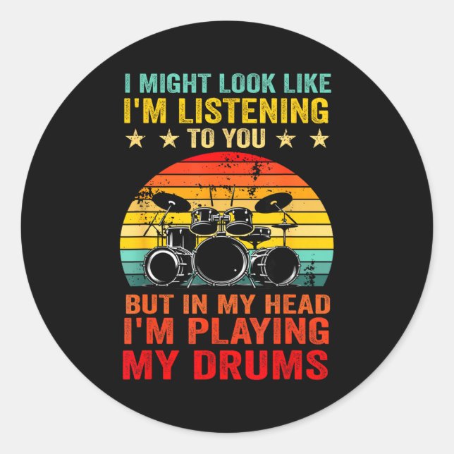 Adesivo Funny Drummer Men Women Drumline Drumming Musical  (Frente)