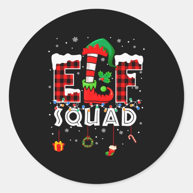 Adesivo Funny Elf Squad Christmas Family Matching Pajamas  (Frente)