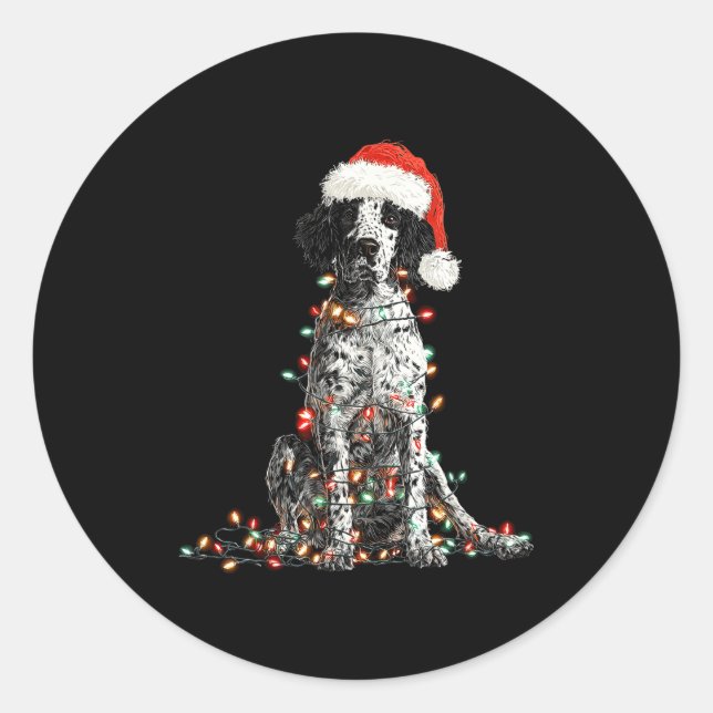 Adesivo Funny English Setter Christmas Graphics Dog Lights (Frente)