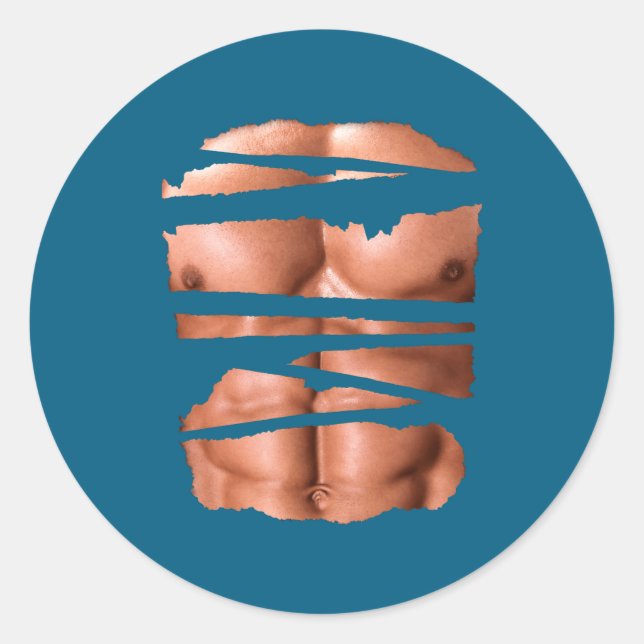 Adesivo Funny Fake Muscles Fitness Model Chest Six Pack Ab (Frente)