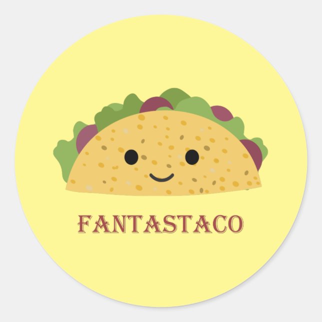 Adesivo Funny Fantastaco Taco Pun Cute Kawaii Taco (Frente)