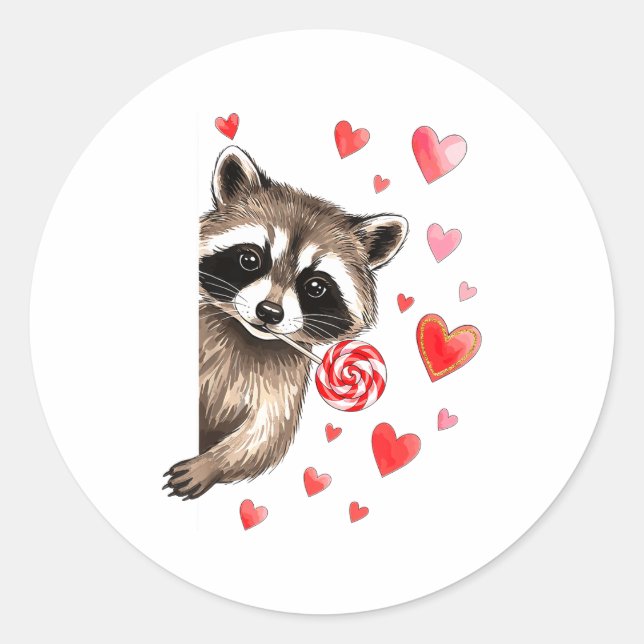 Adesivo Funny Feral Raccoon Valentine's Day Sarcastic Humo (Frente)