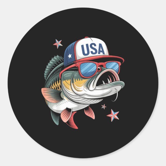 Adesivo Funny Fishing &amp; Fisherman Gift American Flag  (Frente)