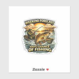 Adesivo Funny Fishing T-Shirt – Weekend Forecast 100% Chan