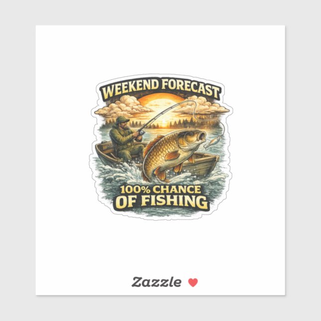 Adesivo Funny Fishing T-Shirt – Weekend Forecast 100% Chan (Folha)