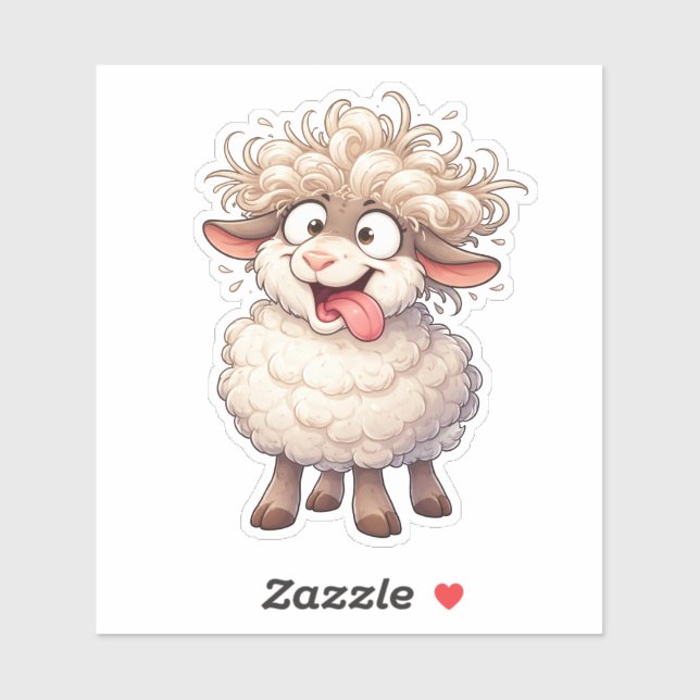 Adesivo Funny Fluffy Sheep Custom-Cut Vinyl Sticker (Folha)