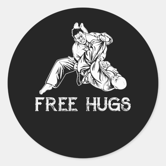 Adesivo Funny Free Hugs Brazilian Jiu-Jitsu MMA BJJ (Frente)