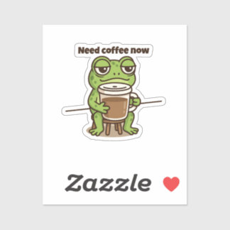 Adesivo Funny Frog Coffee Meme Cartoon Sticker