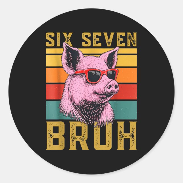 Adesivo Funny G 67 6 7 Six Seven Meme Animal Retro Design  (Frente)