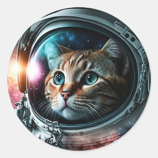 Adesivo Funny Galaxy Space Cat Astronaut Birthday Party