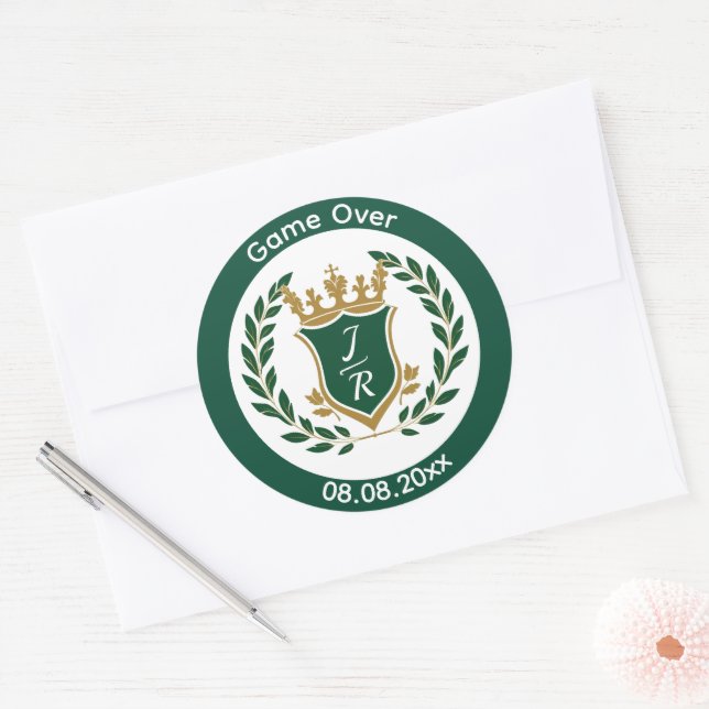 Adesivo Funny "Game Over" Wedding Monogram Crest Classic (Envelope)