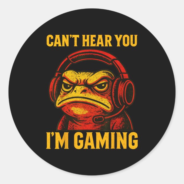 Adesivo Funny Gamer Frog Men Women Boys Can't Hear You Vid (Frente)