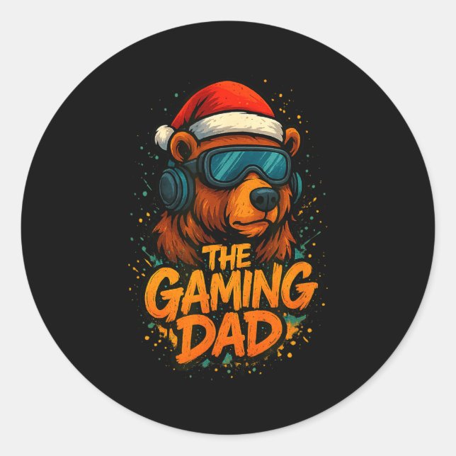 Adesivo Funny Gaming Dad Christmas Outfit Gamer Gift  (Frente)