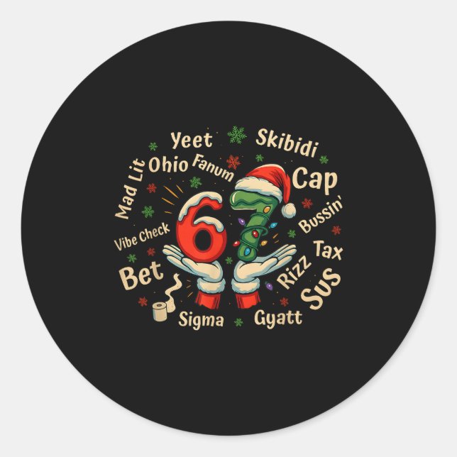 Adesivo Funny Gen Z Christmas 67 Meme Holiday Trendy  (Frente)