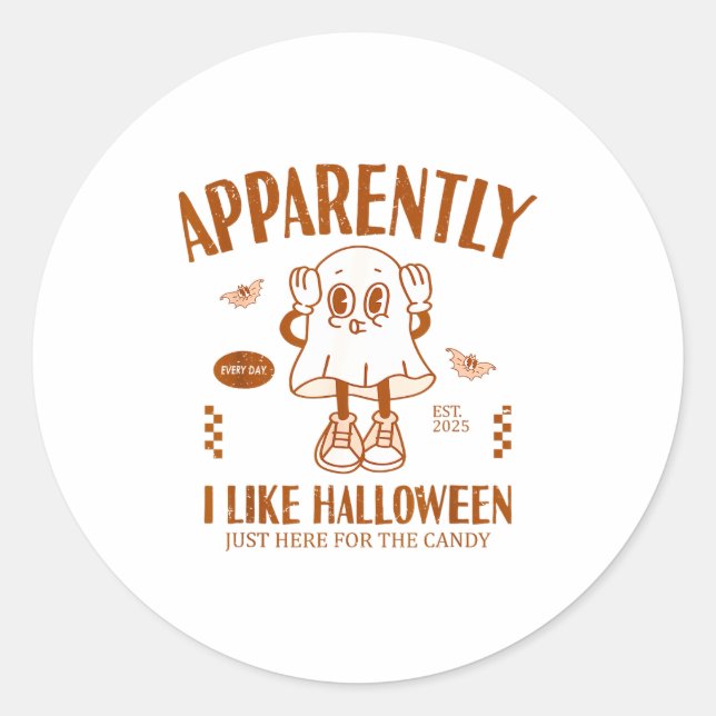 Adesivo Funny Ghost Apparently, I Like Halloween  (Frente)