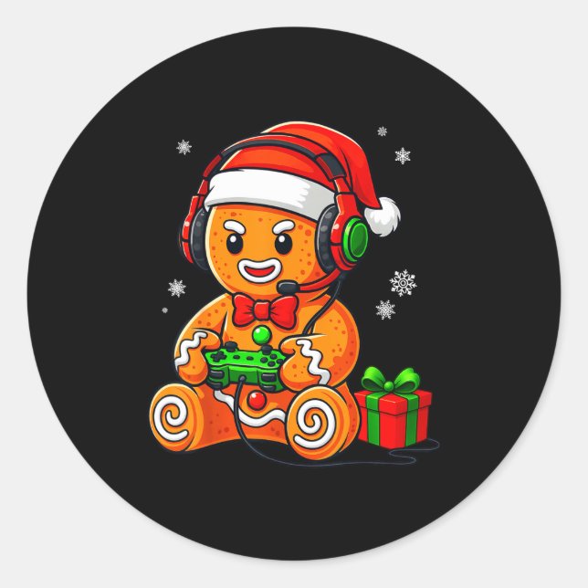 Adesivo Funny Gingerbread Gaming Pjs Pajamas Christmas Xma (Frente)