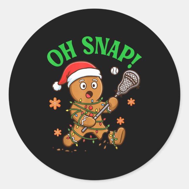 Adesivo Funny Gingerbread Lacrosse Christmas Cookie Oh Sna (Frente)