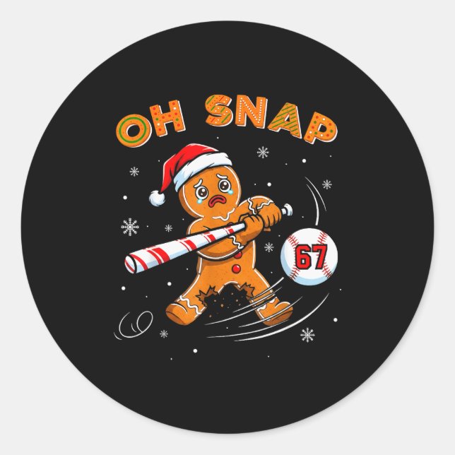 Adesivo Funny Gingerbread Man Oh Snap 67 Baseball Meme Fun (Frente)