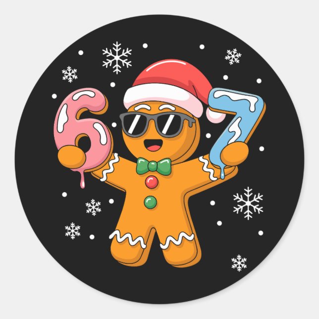 Adesivo Funny Gingerbread Seis Sete 67 Sorvete Drip Natal (Frente)