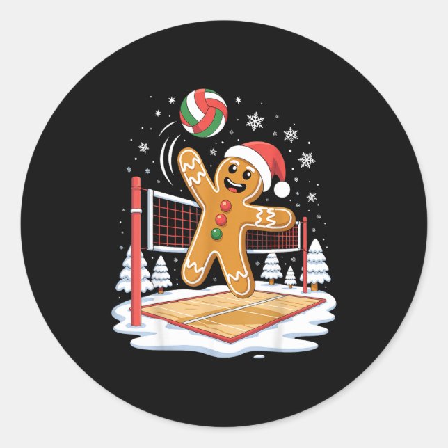 Adesivo Funny Gingerbread Volleyball Player Christmas  (Frente)
