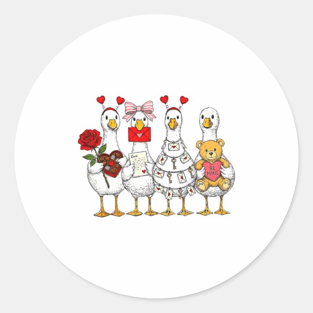 Adesivo Funny Goose Happy Valentine Goose Cute Heart Lover (Frente)