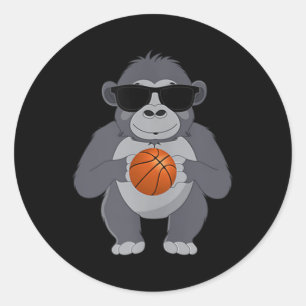 Adesivo Funny Gorilla Vestindo Pulmões Jogando Basquete T