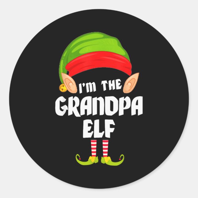Adesivo Funny Grandpa Elf Matching Family Group Pj Christm (Frente)