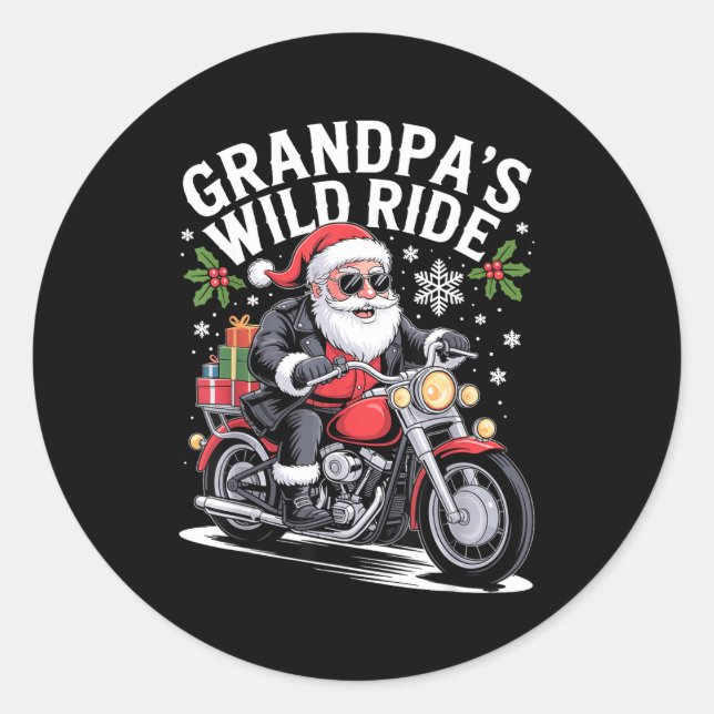 Adesivo Funny Grandpa's Biker Ride Christmas Motorcycle Sa (Frente)