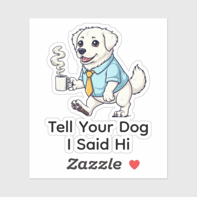 Adesivo Funny Great Pyrenees Business Suit Coffee  (Folha)