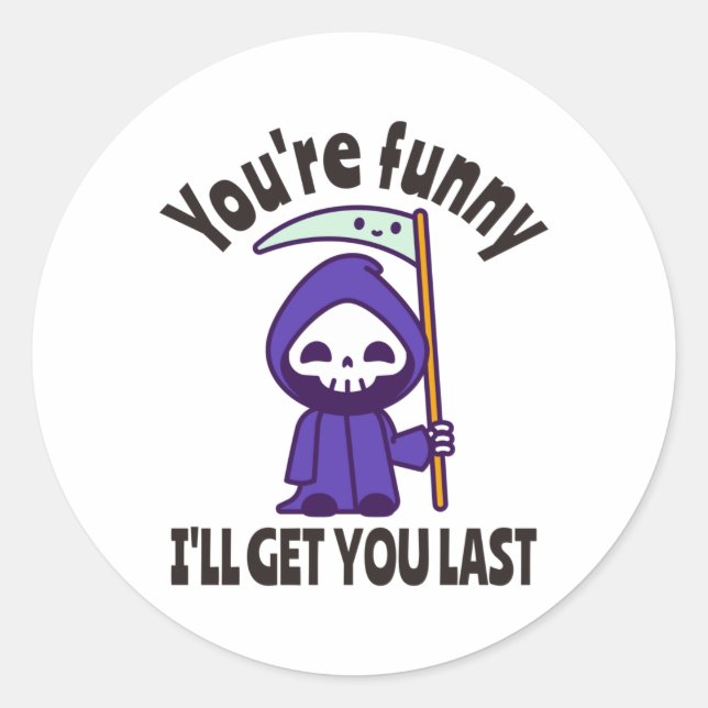 Adesivo Funny Grim Reaper Skeleton Halloween Costume (Frente)