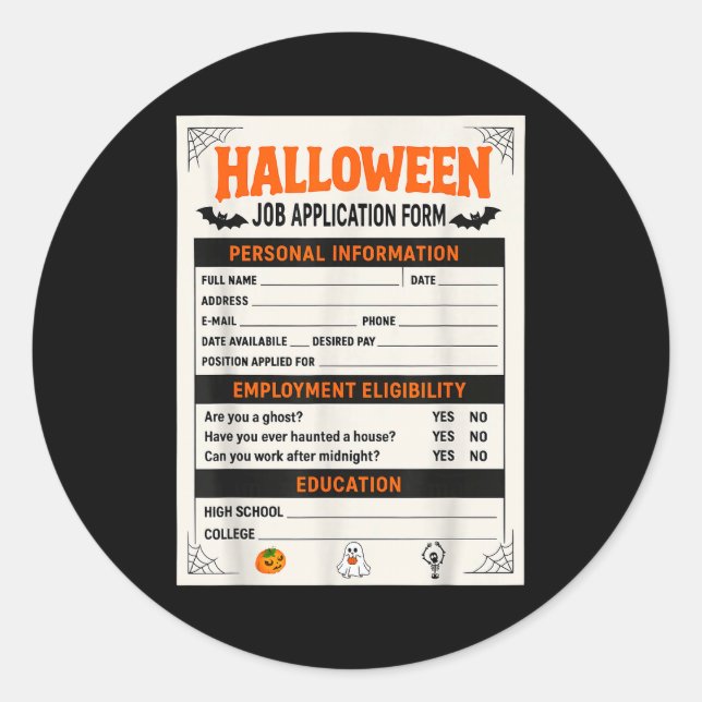 Adesivo Funny Halloween Costumes Job Application Costume  (Frente)