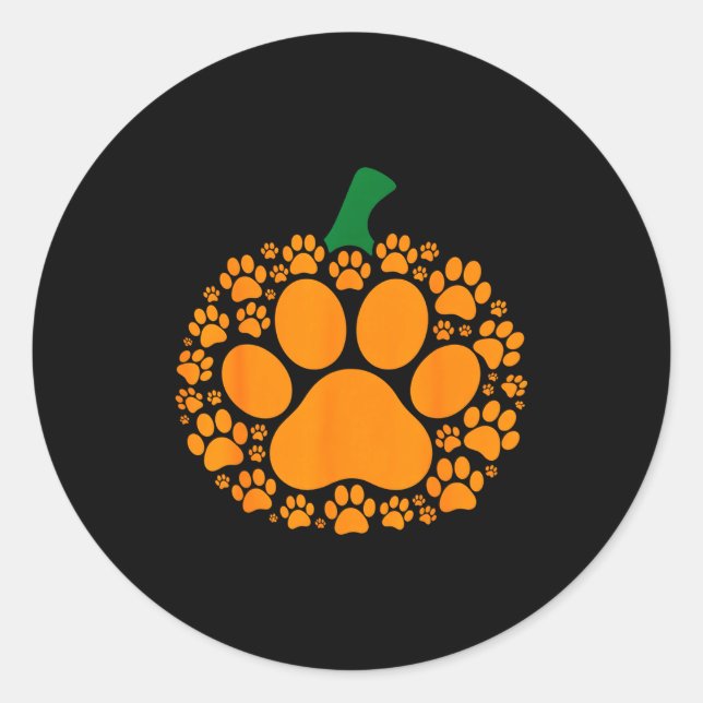 Adesivo Funny Halloween Pumpkin Paw Print Dog Lover Cat  (Frente)